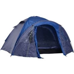 Outsunny Doppelwandzelt Kuppelzelt Outdoor Iglu Familienzelt Für 4 Personen 4 Jahreszeiten Wasserdicht Mit Tragetasche Moskitonetz Tür Polyester + Glasfaser Blau 250 X 300 X 130 Cm