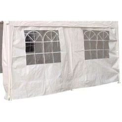 DEGAMO Seitenplane Für Partyzelt, Länge 4 Meter, PVC Weiß Mit Fenstern