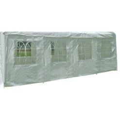 DEGAMO Seitenplane Für Partyzelt, Länge 8 Meter, PVC Weiß Mit Fenstern