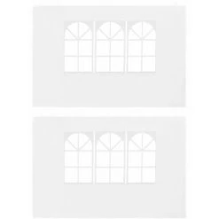 Partyzelt-Seitenwände 2 Stück Mit Fenster PE Weiß VidaXL