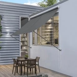 Standmarkise Malaga Mit Seitenzugkette 400x120 Cm Grau Pro.tec