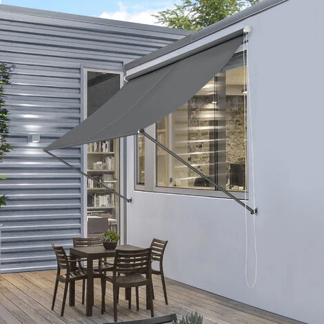 Standmarkise Malaga Mit Seitenzugkette 400x120 Cm Grau Pro.tec