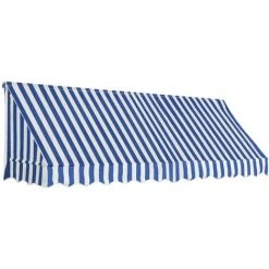 Bistro-Markise Blau Und Weiß 300 X 120 Cm VidaXL