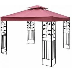 COSTWAY Pavilliondach Ersatzdach Pavillonplane Dachabzug Kaminabzug Dachplane Fuer Pavillon 3x3M Weinrot