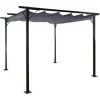 Pergola HHG-116, Garten Pavillon, Stabiles 6cm-Gestell + Schiebedach ~ 3x3m Grau