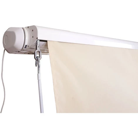Elektrische Kassetten-Markise HHG-606, Vollkassette, 5x3m Ausfahrbarer Volant ~ Polyester Grau/Weiß – Bild 2