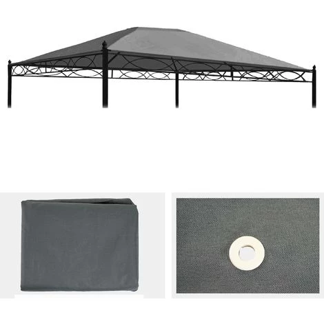 HHG Ersatzbezug Für Dach Pergola Pavillon Calpe 4x3m ~ Grau