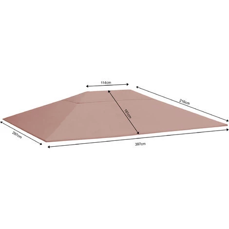 Quick-Star Set Ersatzdach Und 2 Seitenteile Für Garten Pavillon 3x4m Taupe RAL 7006 Antik Pavillondach Ersatzbezug Seitenwände – Bild 2