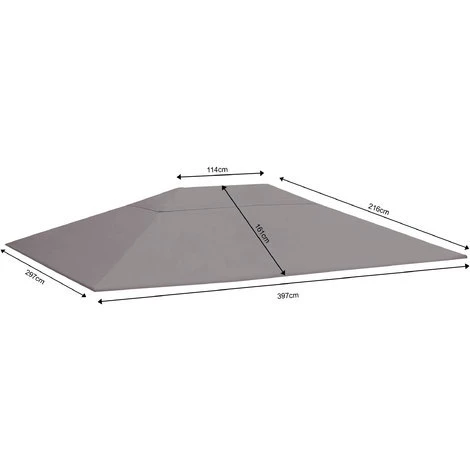 Quick-Star Set Ersatzdach Und 2 Seitenteile Für Garten Pavillon 3x4m Grau RAL 7012 Antik Pavillondach Ersatzbezug Seitenwände – Bild 2