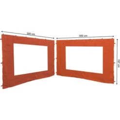 Quick-Star 2 Seitenteile Für Blätter Pavillon 3x3m Seitenwand Terra / Rotorange RAL 2001