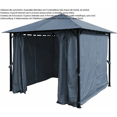 Quick-Star 4 Seitenteile Für Pavillon Paris 3x3m Seitenwand Platingrau – Bild 2