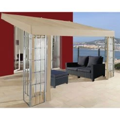 Quick-Star Rank Anbau 3x4m Sand Anbaupavillon Terrassendach