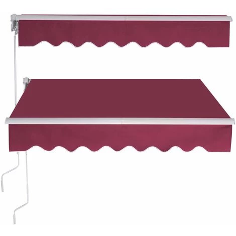 COSTWAY 2,5 X 2 M Gelenkarmmarkise Sonnenmarkise Balkonmarkise Terrassenmarkise Mit Aluminiumrahmen Und -kurbel, Klemmmarkise Fuer Balkon Und Veranda Weinrot – Bild 4