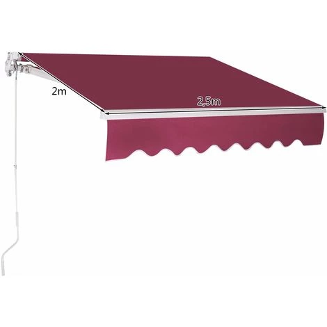 COSTWAY 2,5 X 2 M Gelenkarmmarkise Sonnenmarkise Balkonmarkise Terrassenmarkise Mit Aluminiumrahmen Und -kurbel, Klemmmarkise Fuer Balkon Und Veranda Weinrot – Bild 5