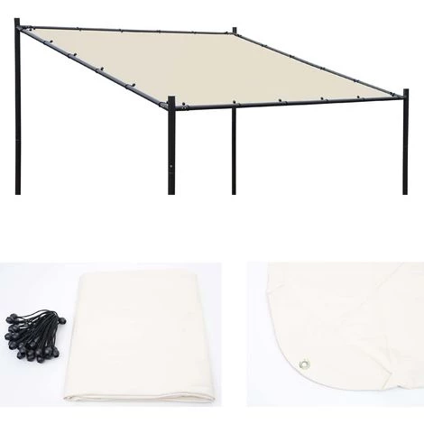 Ersatz-Bezug Für Dach Pergola Pavillon HHG-344, Ersatzbezug, 3x3m 250g/m² UV30+ ~ Creme – Bild 2