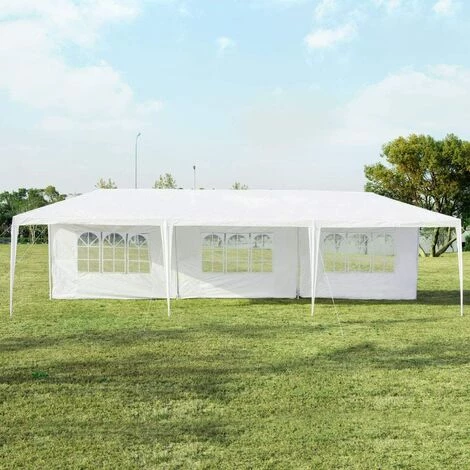 COSTWAY 3x9m Gartenpavillon Partyzelt Mit 5 Abnehmbaren Seitenw?nde, Faltpavillon Bierzelt UV-Schutz, Gartenzelt Faltbar, Faltzelt Pavillon – Bild 2