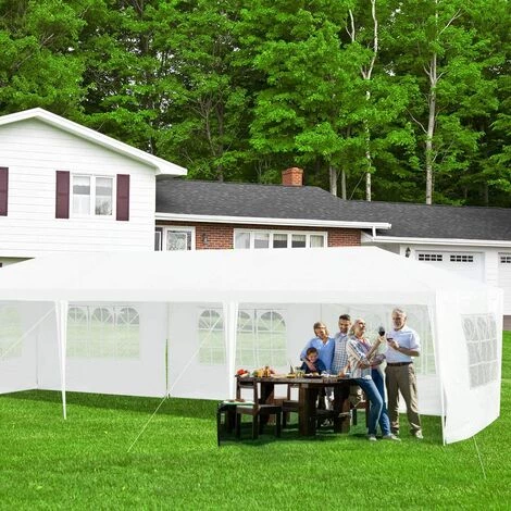 COSTWAY 3x9m Gartenpavillon Partyzelt Mit 5 Abnehmbaren Seitenw?nde, Faltpavillon Bierzelt UV-Schutz, Gartenzelt Faltbar, Faltzelt Pavillon – Bild 3