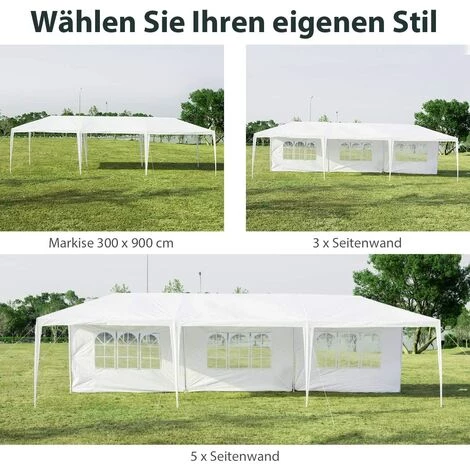 COSTWAY 3x9m Gartenpavillon Partyzelt Mit 5 Abnehmbaren Seitenw?nde, Faltpavillon Bierzelt UV-Schutz, Gartenzelt Faltbar, Faltzelt Pavillon – Bild 5