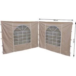 Quick-Star 2 Seitenteile Mit PVC Fenster 300x195cm Für Pavillon Sahara 3x3m Seitenwand Sand