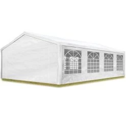PROFIZELT24 Partyzelt Pavillon 5x8 M In Weiß 180 G/m² PE Plane Wasserdicht UV Schutz Festzelt Gartenzelt