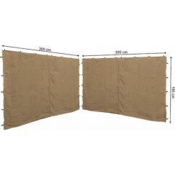 Quick-Star 2 Seitenteile Mit RV 300x195cm Für Pavillons 3x3m Seitenwand Beige RAL 1001