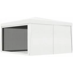 Partyzelt Mit 4 Netz-Seitenwänden 4 X 4 M Weiß VidaXL