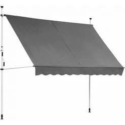 MUCOLA Klemmmarkise Balkon Markise Sonnenschutz Terasse Fenstermarkise Balkonmarkise Sonnensegel Windschutz Balkon Rollo - 300 X 120 Cm - Grau