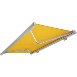 NEMAXX Kassettenmarkise Elektrisch Vollkassettenmarkise Mit LED, Markise Gelb, Kassette Weiß, Funk Fernbedienung, Wasserdicht, 300x250 Cm (3x2,5m)