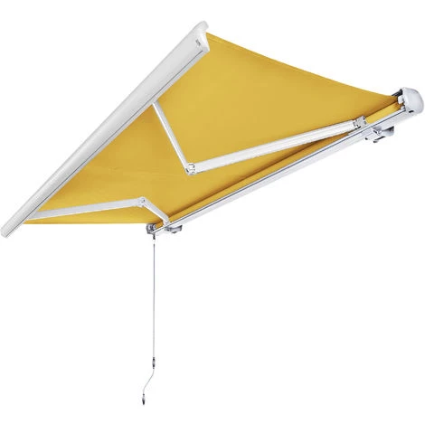 NEMAXX Kassettenmarkise Elektrisch Vollkassettenmarkise Mit LED, Markise Gelb, Kassette Weiß, Funk Fernbedienung, Wasserdicht, 300x250 Cm (3x2,5m) – Bild 3