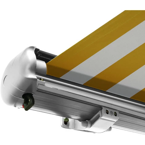 NEMAXX Kassettenmarkise Elektrisch Vollkassettenmarkise Mit LED, Markise Gelb-weiß, Kassette Weiß, Funk Fernbedienung, Wasserdicht, 400x300 Cm (4x3m) – Bild 2