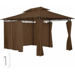 TECTAKE Luxus Garten Pavillon Emine 4x3m Mit 6 Seitenteilen - Partyzelt, Bierzelt, Festzelt