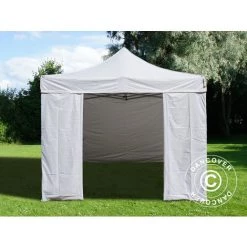 DANCOVER Faltzelt Faltpavillon Wasserdicht FleXtents Basic V.3, 4x4m Weiß, Mit 4 Seitenwänden