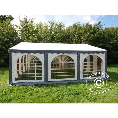 Partyzelt Pavillon Festzelt Dancover Original 5x6m PVC, Grau/Weiß