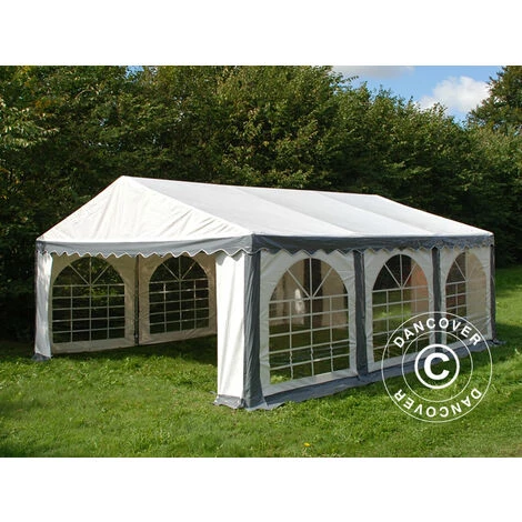 Partyzelt Pavillon Festzelt Dancover Original 5x6m PVC, Grau/Weiß – Bild 2