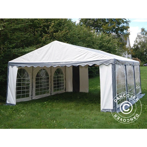 Partyzelt Pavillon Festzelt Dancover Original 5x6m PVC, Grau/Weiß – Bild 3