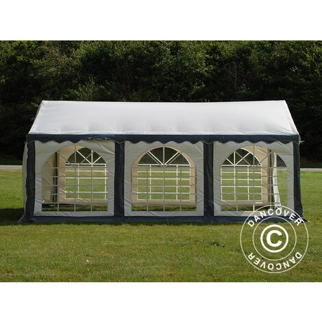 Partyzelt Pavillon Festzelt Dancover Original 5x6m PVC, Grau/Weiß – Bild 5