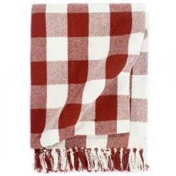 YOUTHUP Überwurf Baumwolle Karo 160x210 Cm Steinrot