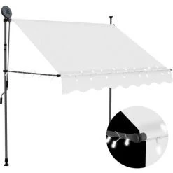 YOUTHUP Einziehbare Markise Handbetrieben Mit LED 150 Cm Creme