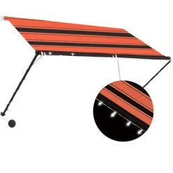 YOUTHUP Einziehbare Markise Mit LED 250×150 Cm Orange Und Braun