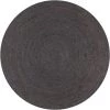YOUTHUP Teppich Handgefertigt Jute Rund 90 Cm Dunkelgrau