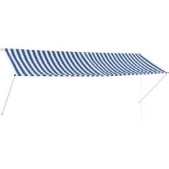 Topdeal Einziehbare Markise 350 X 150 Cm Blau Und Weiß 05645
