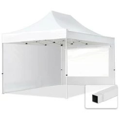 PROFIZELT24 3x4,5 M Faltpavillon TOOLPORT, ECONOMY Stahl 30m, Seitenteile Mit Panoramafenstern, Weiß