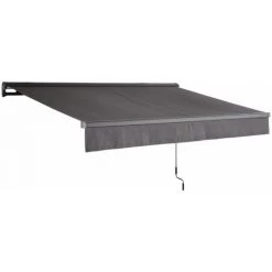 ALICE'S GARDEN Markise - Shado 3 X 2m Grau - Hülse Aus Aluminium, Wird Mittels Kurbel Von Hand Betrieben, Terrassenmarkise Breite 295 Cm, Beschichtetes Polyestergewebe 280 G, Sonnenschutz