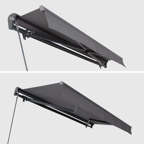 ALICE'S GARDEN Markise - Shado 3 X 2m Grau - Hülse Aus Aluminium, Wird Mittels Kurbel Von Hand Betrieben, Terrassenmarkise Breite 295 Cm, Beschichtetes Polyestergewebe 280 G, Sonnenschutz – Bild 3