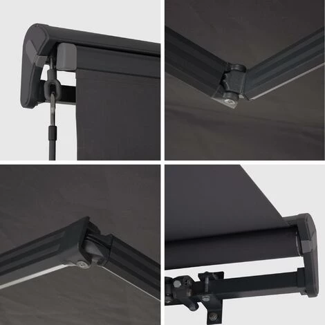 ALICE'S GARDEN Markise - Shado 3 X 2m Grau - Hülse Aus Aluminium, Wird Mittels Kurbel Von Hand Betrieben, Terrassenmarkise Breite 295 Cm, Beschichtetes Polyestergewebe 280 G, Sonnenschutz – Bild 4