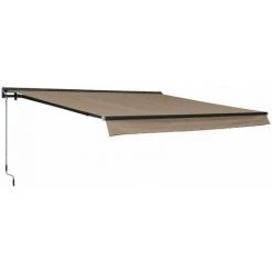 ALICE'S GARDEN Markise - Shado 4 X 3 M Taupe - Hülse Aus Aluminium, Wird Mittels Kurbel Von Hand Betrieben, Terrassenmarkise Breite 295 Cm, Beschichtetes Polyestergewebe 280 G, Sonnenschutz