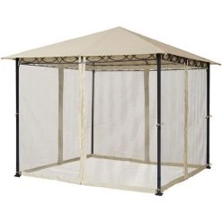 PROFIZELT24 Moskitonetz (4-teilig) Für Gartenpavillon Rendezvous Premium 3x3 M, Champagnerfarben