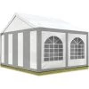 PROFIZELT24 Hochwertiges Partyzelt 3x4 M Pavillon Zelt 240g/m² PE Plane Gartenzelt Festzelt Bierzelt Wasserdicht Grau-weiß