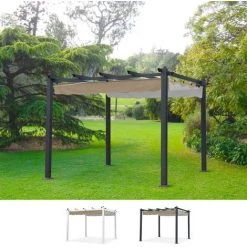 ELIOS PARASOLS Pavillon 3x3 Meter Quadratisch Aluminium Für Garten Hotel Restaurant Firenze UV-Schutz | Schwarz