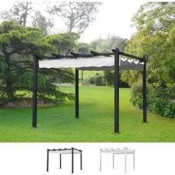 ELIOS PARASOLS Pavillon 3 X 3 Meter Quadratisch Aluminium Für Garten Café Hotel Restaurant Firenze | Schwarz